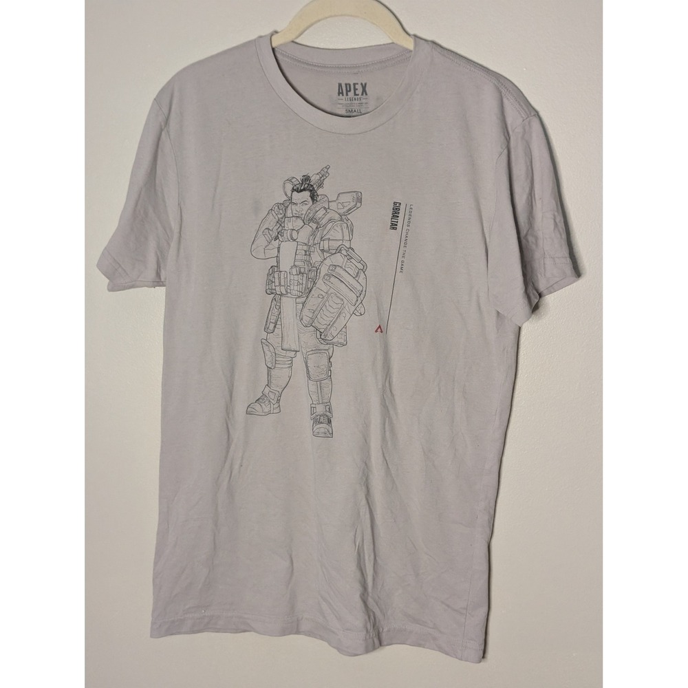 Apex Legends Gibraltar Graphic Tee Shirt Grey Mens Small EA Video Game Merch